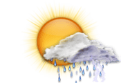 Soleado con algunas nubes con posibles chubascos con precipitaciones, posibilidad de tormentas