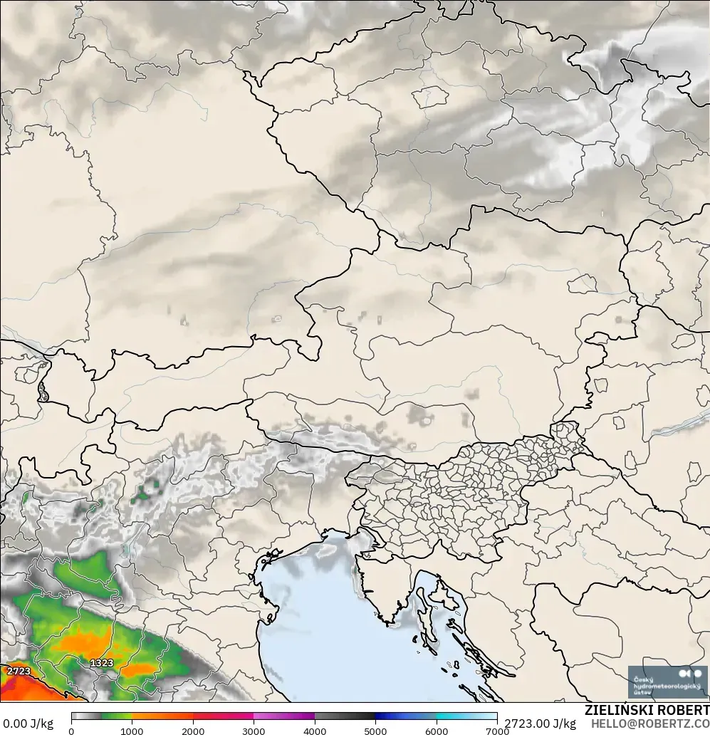 ALADIN CZ 2.3 km modelo - Austria, CAPE