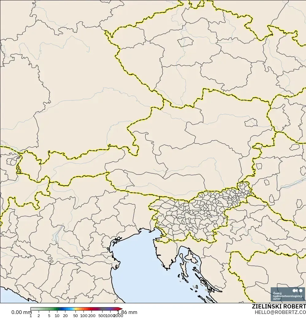 ALADIN CZ 2.3 km modelo - Austria, Acumulación de precipitación
