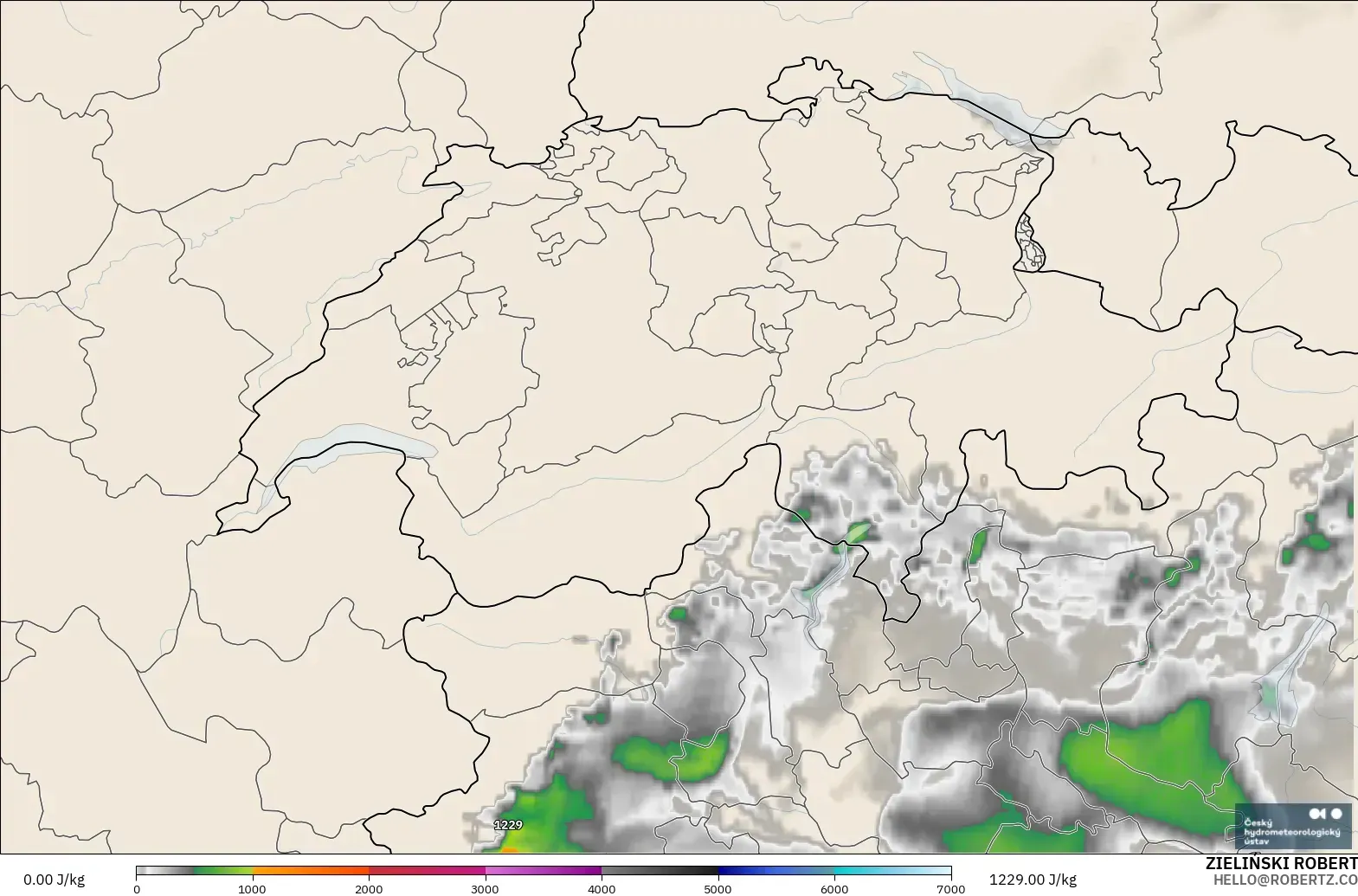 ALADIN CZ 2.3 km modelo - Suiza, CAPE