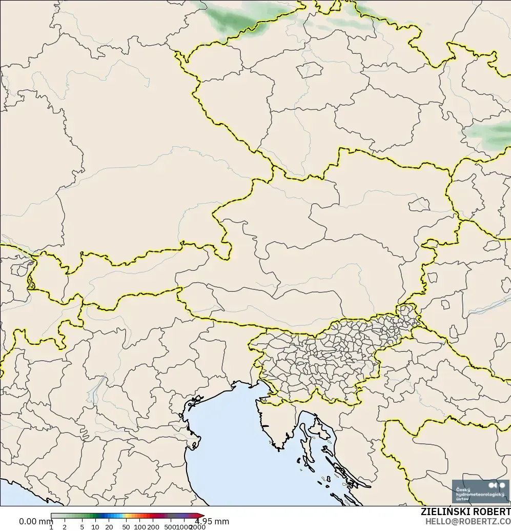 ALADIN CZ 2.3 km modelo - Austria, Acumulación de precipitación