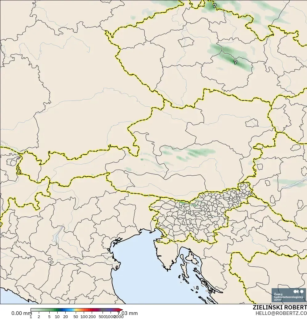 ALADIN CZ 2.3 km modelo - Austria, Acumulación de precipitación