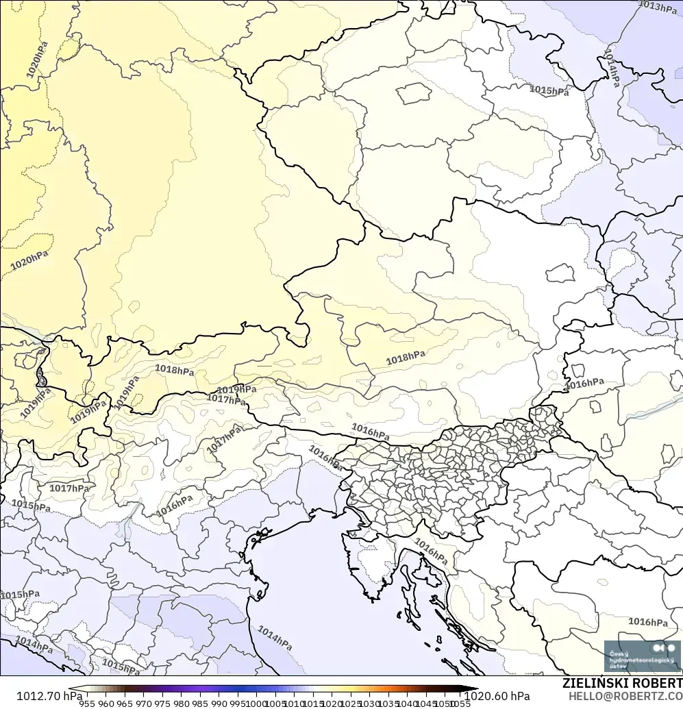 ALADIN CZ 2.3 km modelo - Austria, Presión