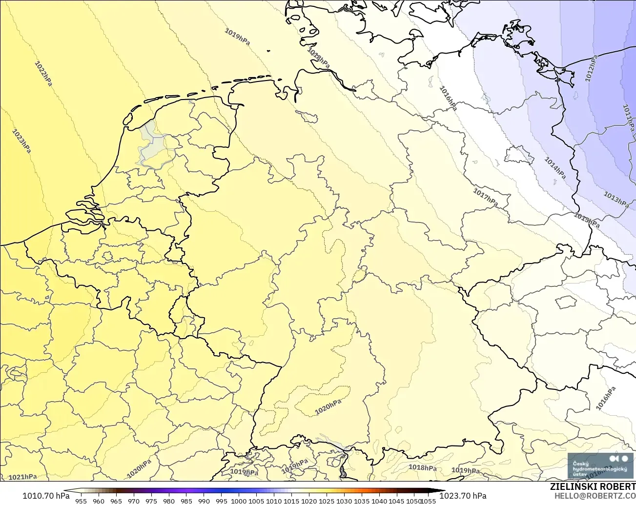 ALADIN CZ 2.3 km modelo - Alemania, Presión