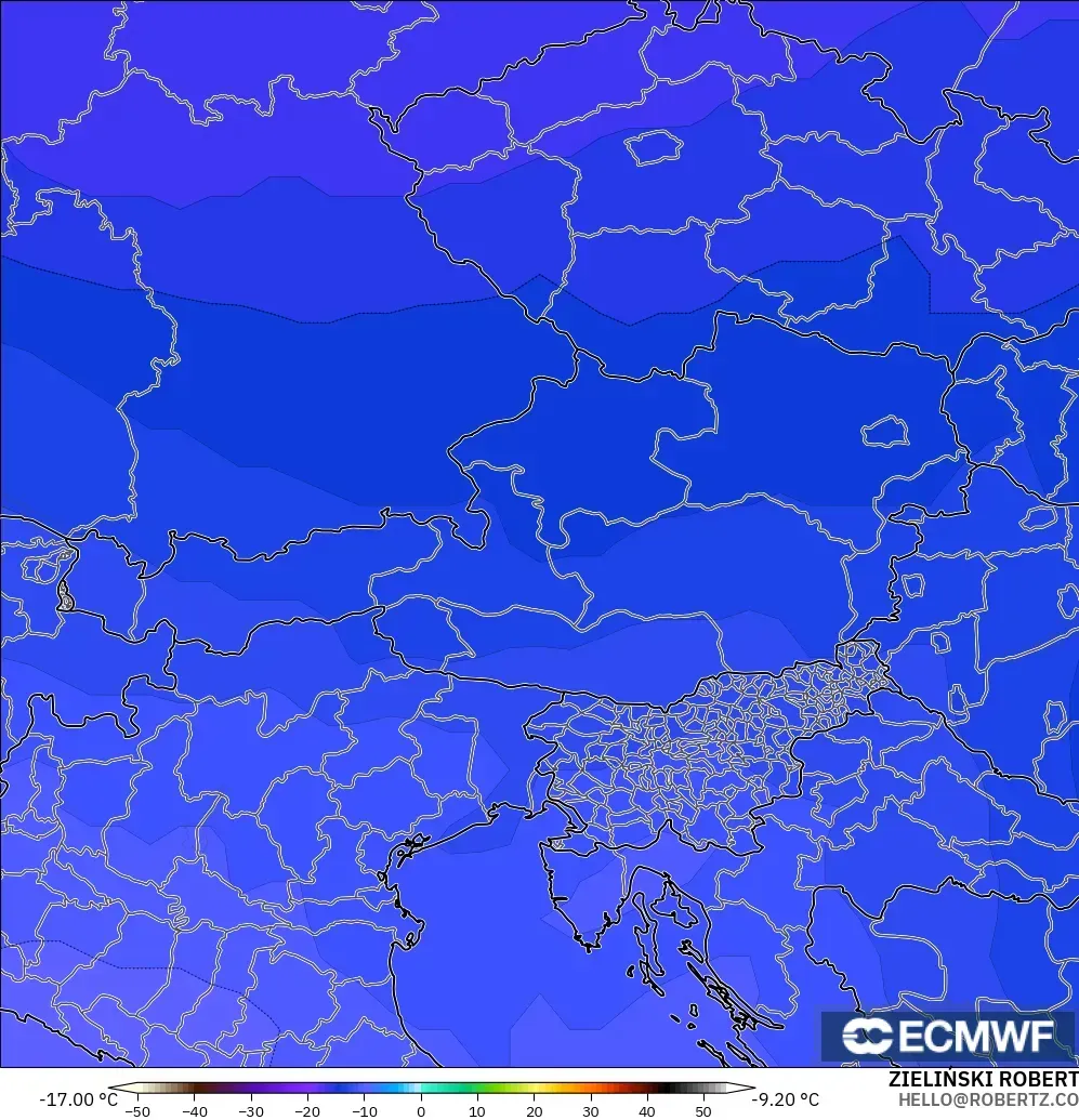 ECMWF IFS 0.25° modelo - Austria, Temperatura a 500 hPa
