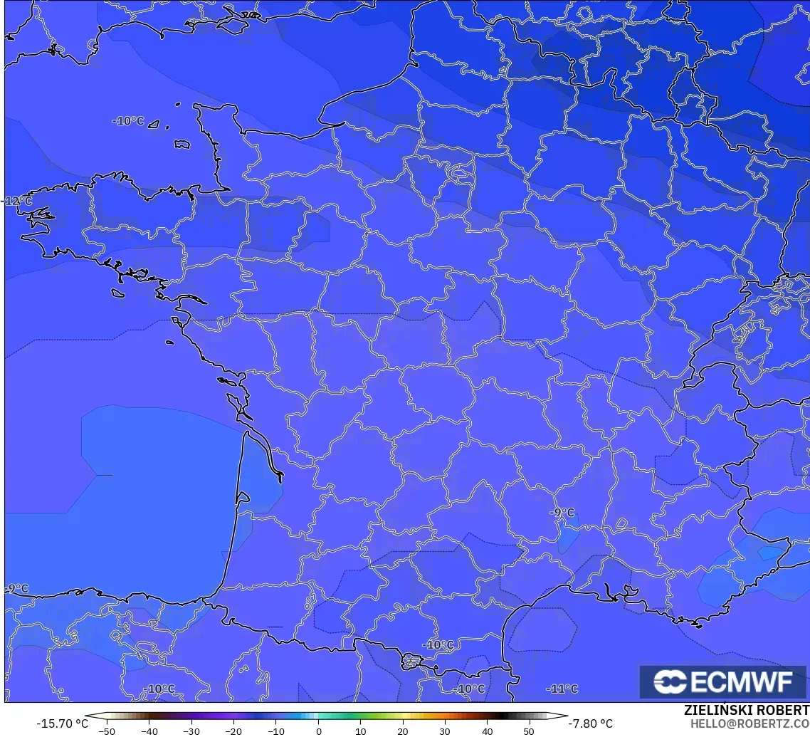 ECMWF IFS 0.25° modelo - Francia, Temperatura a 500 hPa
