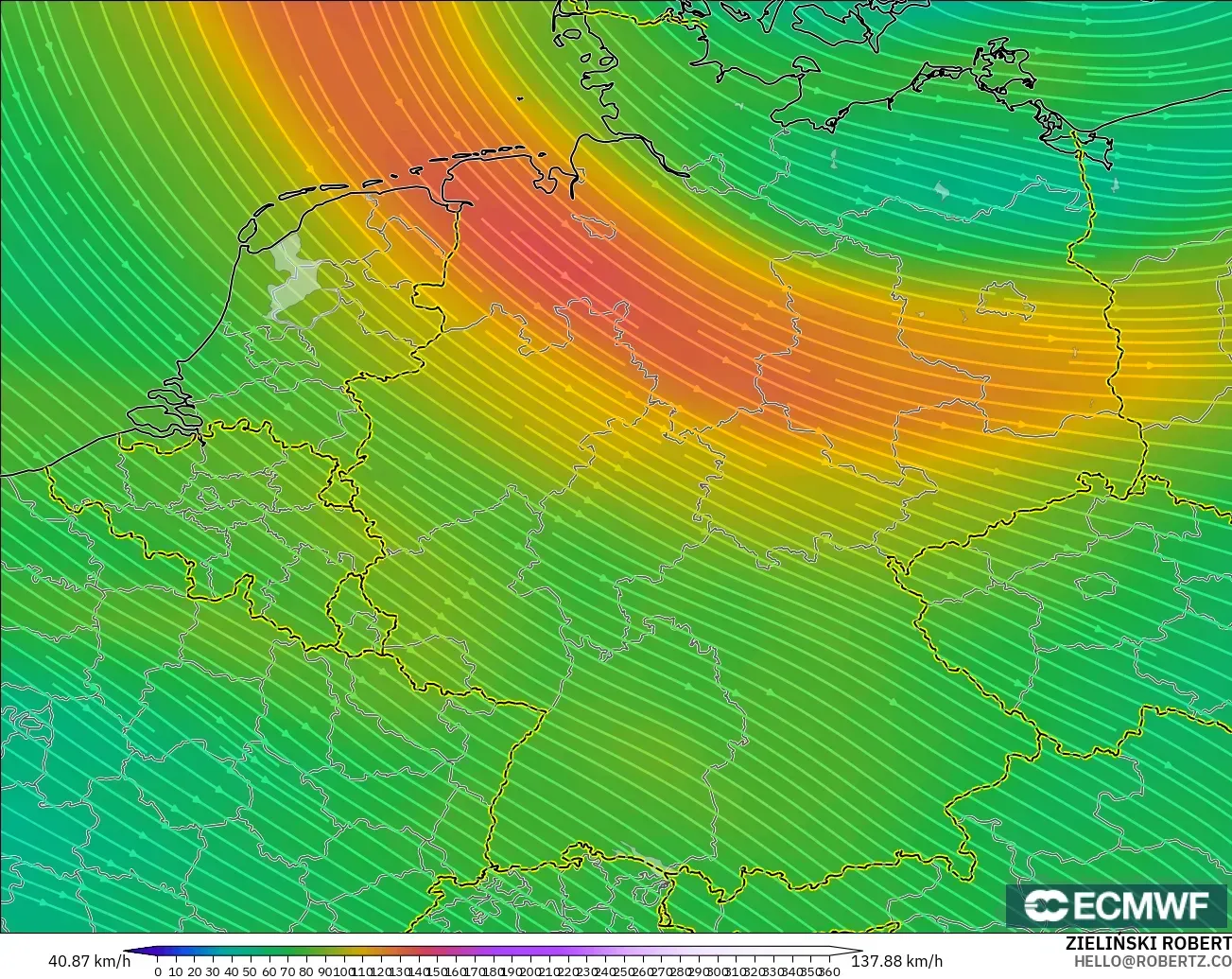 ECMWF IFS 0.25° modelo - Alemania, Viento a 300 hPa (corriente en chorro)