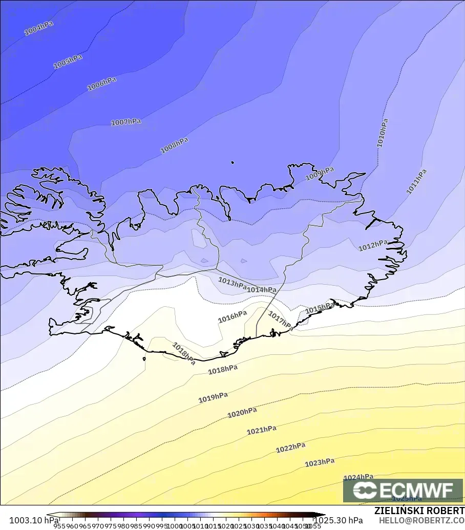 ECMWF IFS 0.25° modelo - Islandia, Presión