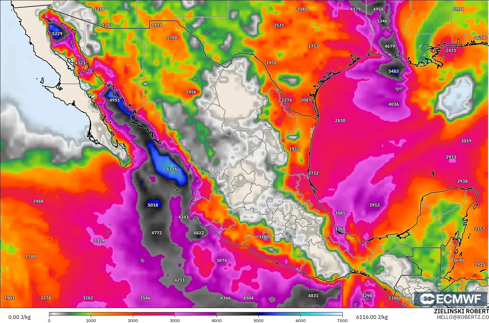 ECMWF IFS 0.25° modelo - México, CAPE