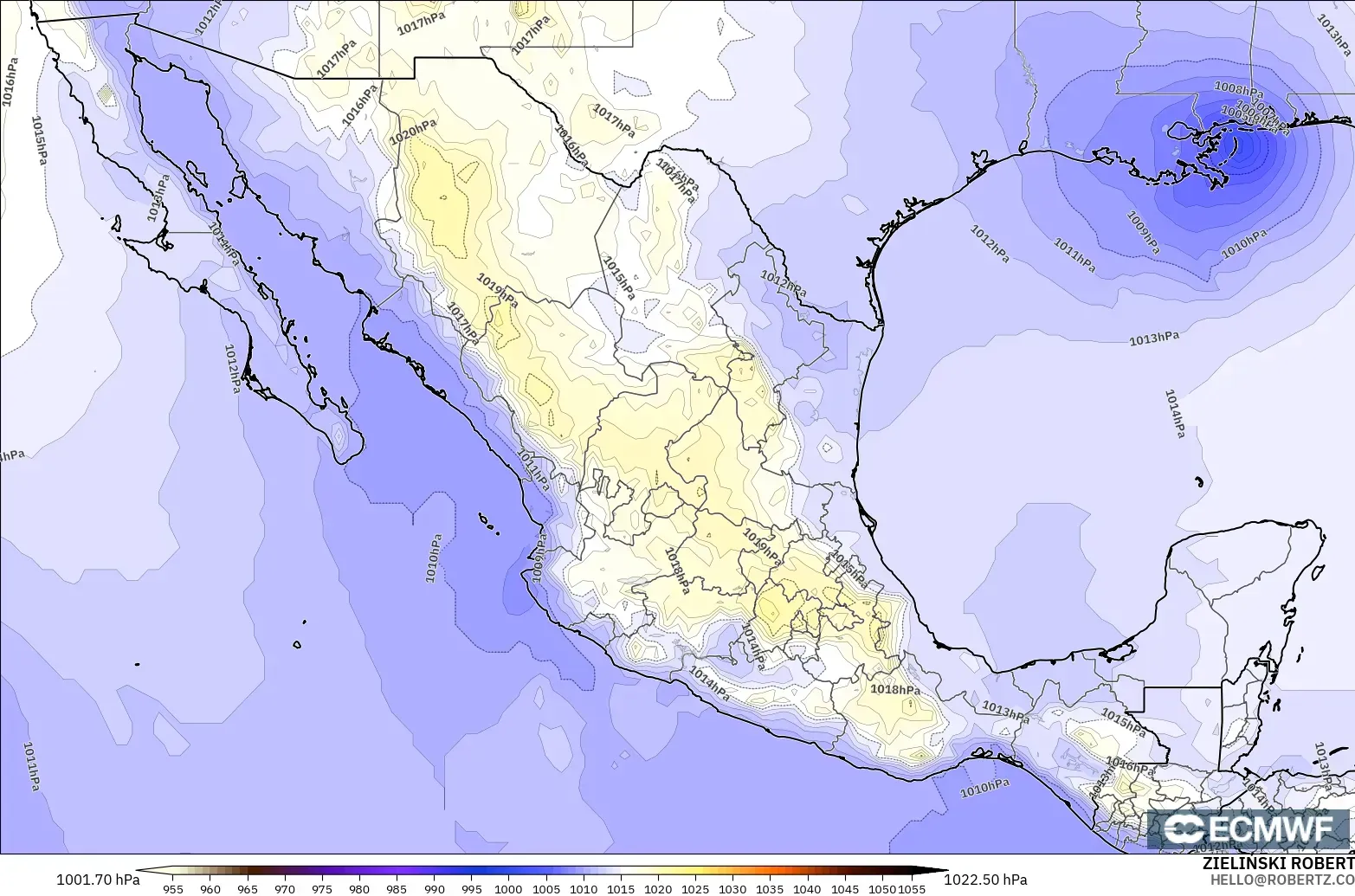 ECMWF IFS 0.25° modelo - México, Presión