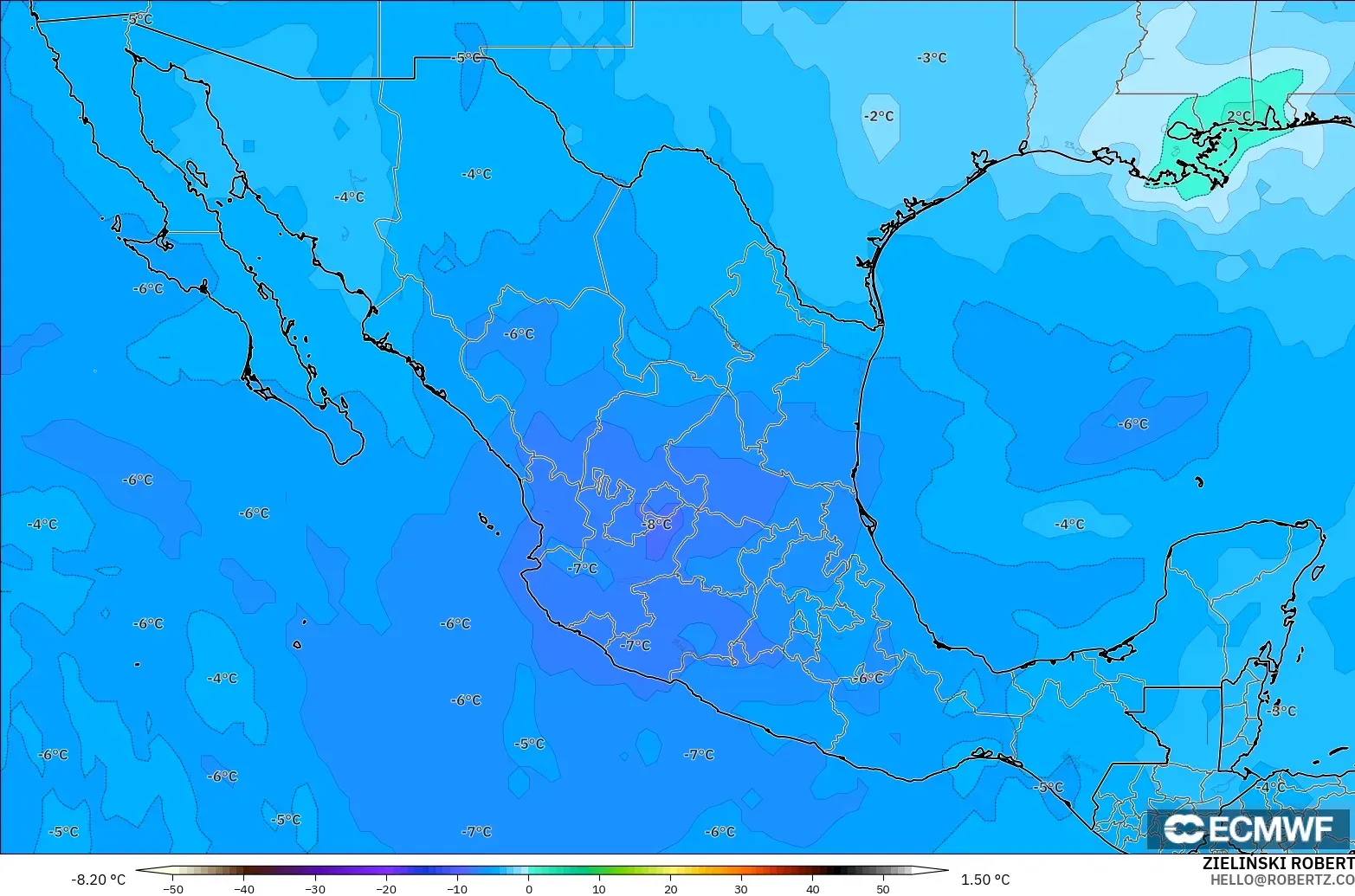 ECMWF IFS 0.25° modelo - México, Temperatura a 500 hPa