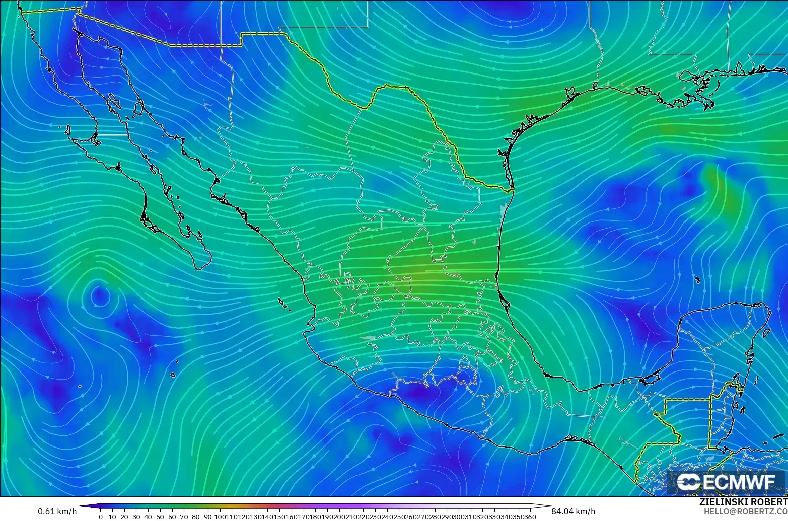 ECMWF IFS 0.25° modelo - México, Viento a 300 hPa (corriente en chorro)