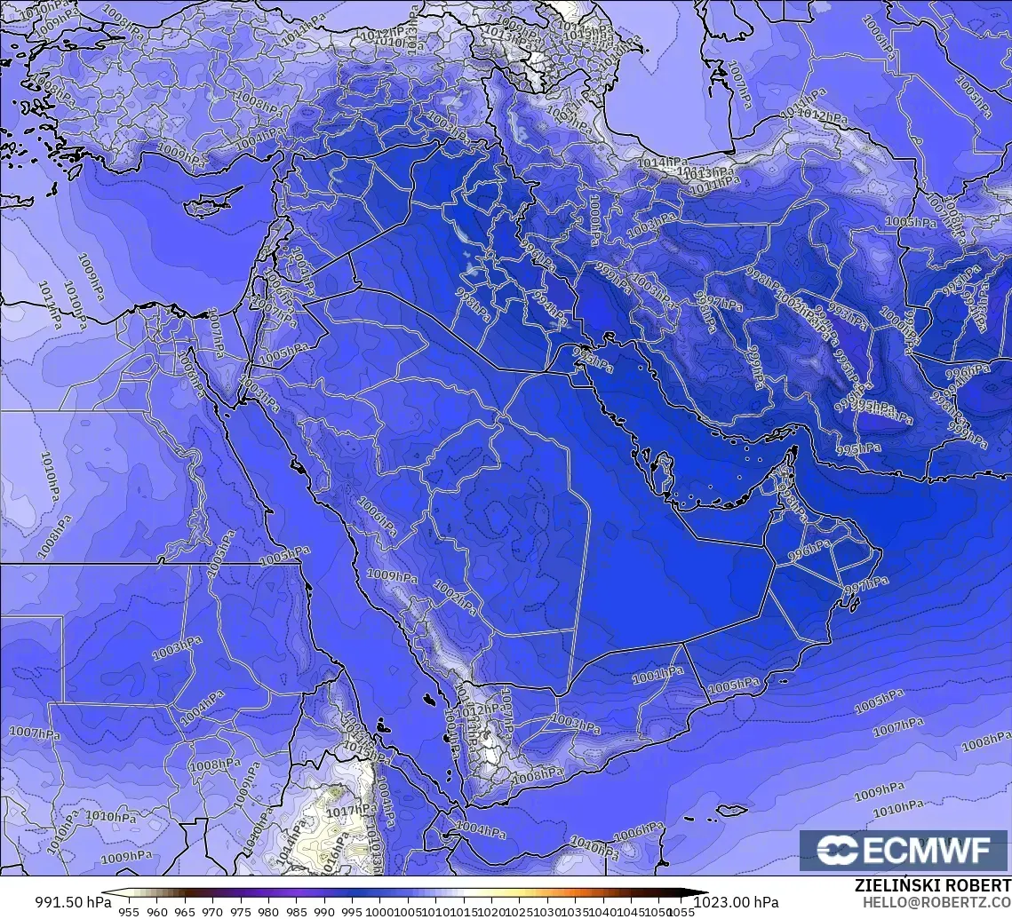ECMWF IFS 0.25° modelo - Oriente Medio, Presión