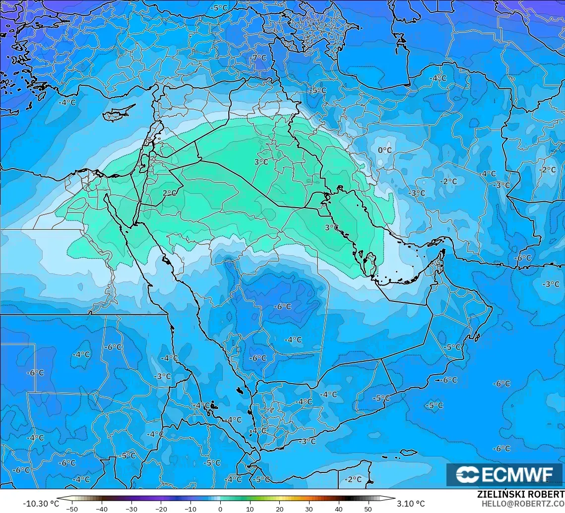 ECMWF IFS 0.25° modelo - Oriente Medio, Temperatura a 500 hPa