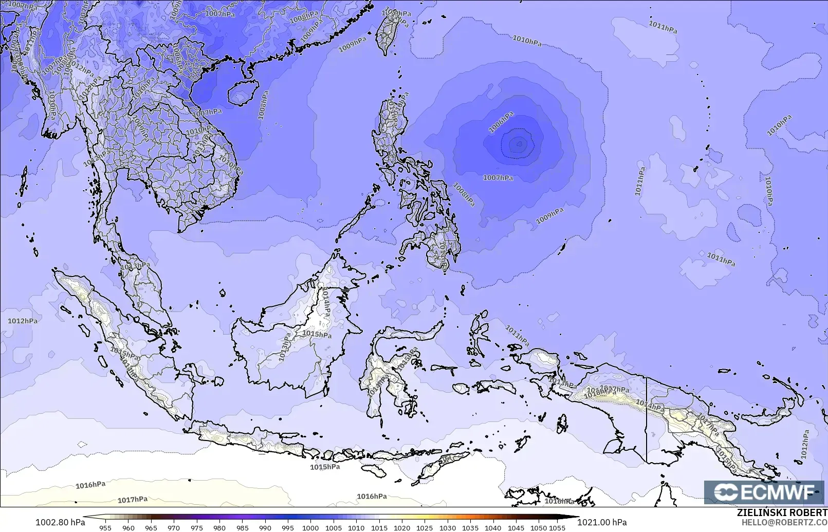 ECMWF IFS 0.25° modelo - Sudeste Asiático, Presión
