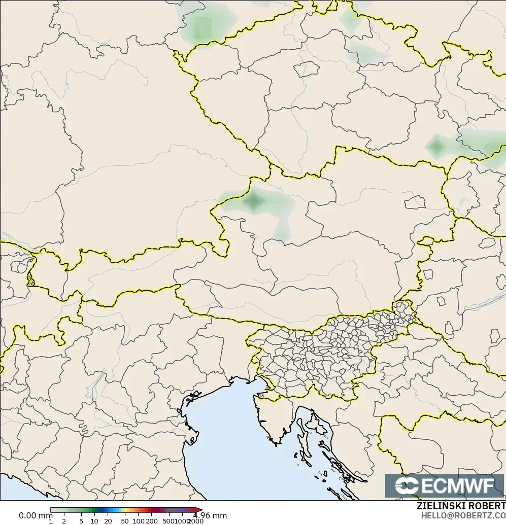 ECMWF IFS 0.25° modelo - Austria, Acumulación de precipitación