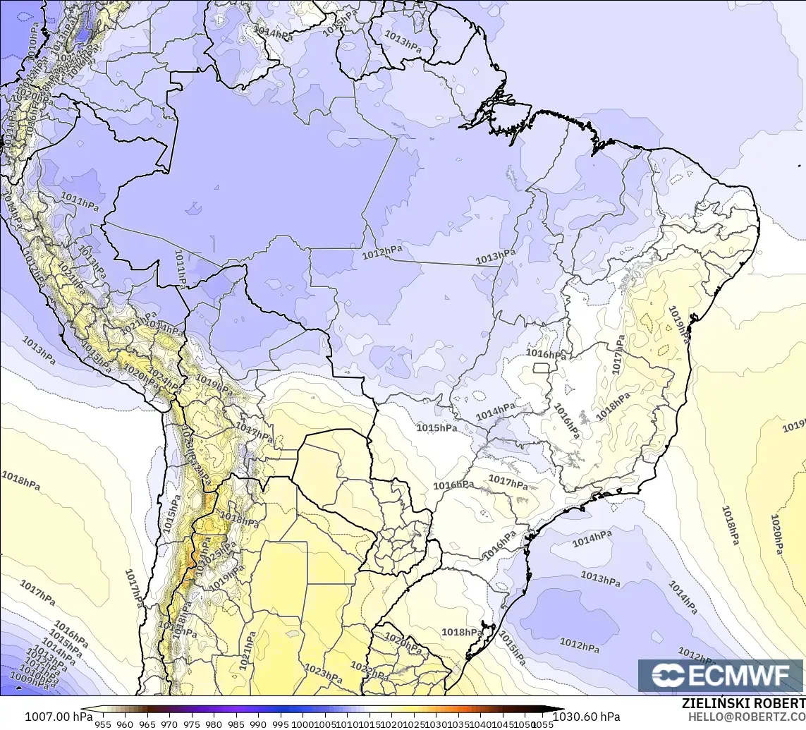 ECMWF IFS 0.25° modelo - Brasil, Presión