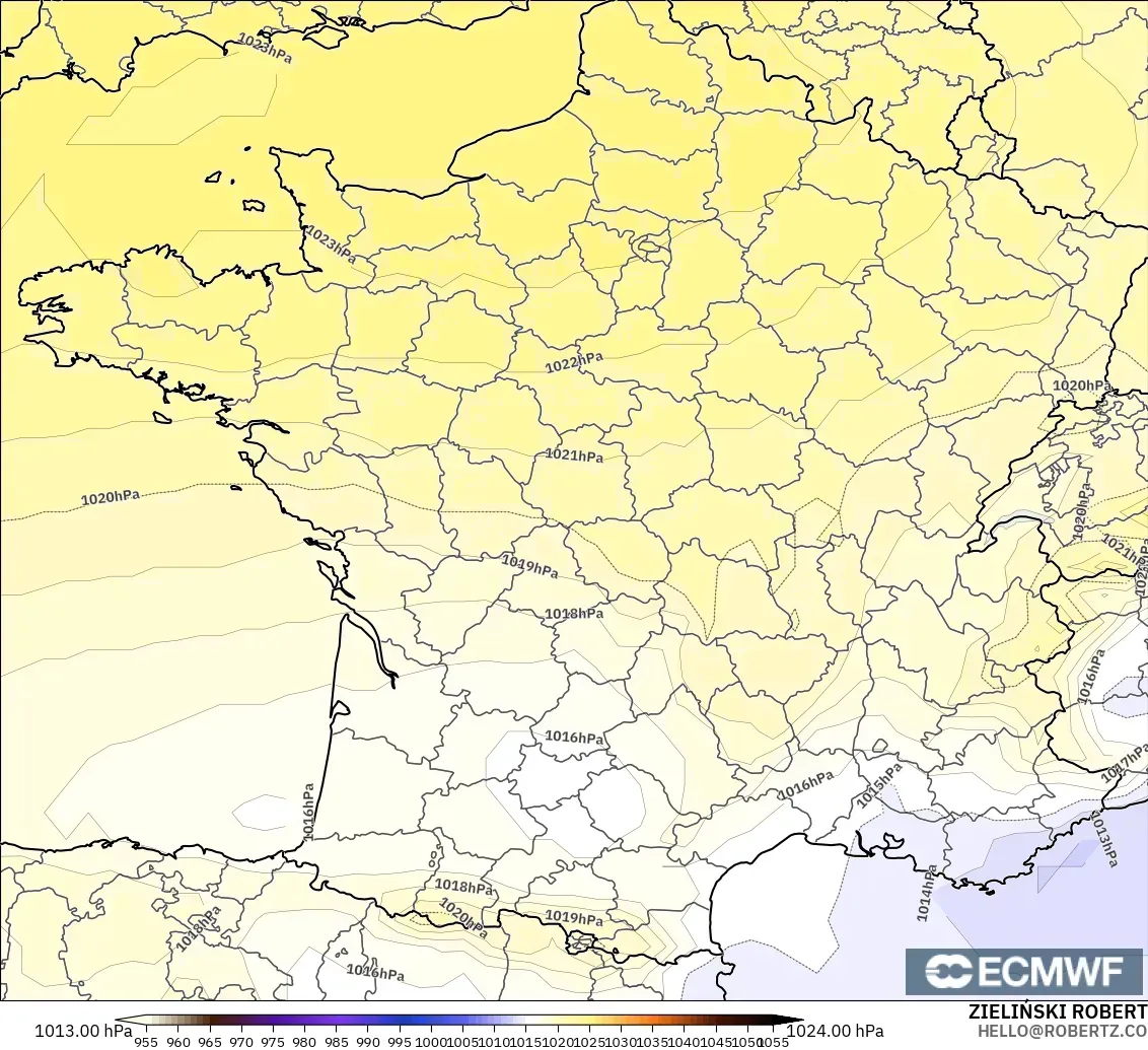 ECMWF IFS 0.25° modelo - Francia, Presión