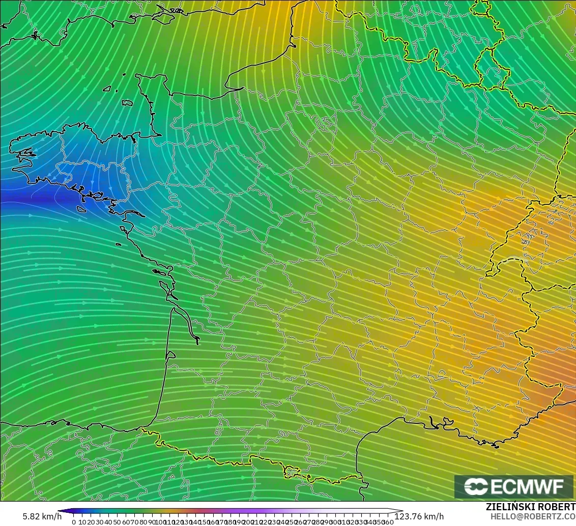 ECMWF IFS 0.25° modelo - Francia, Viento a 300 hPa (corriente en chorro)