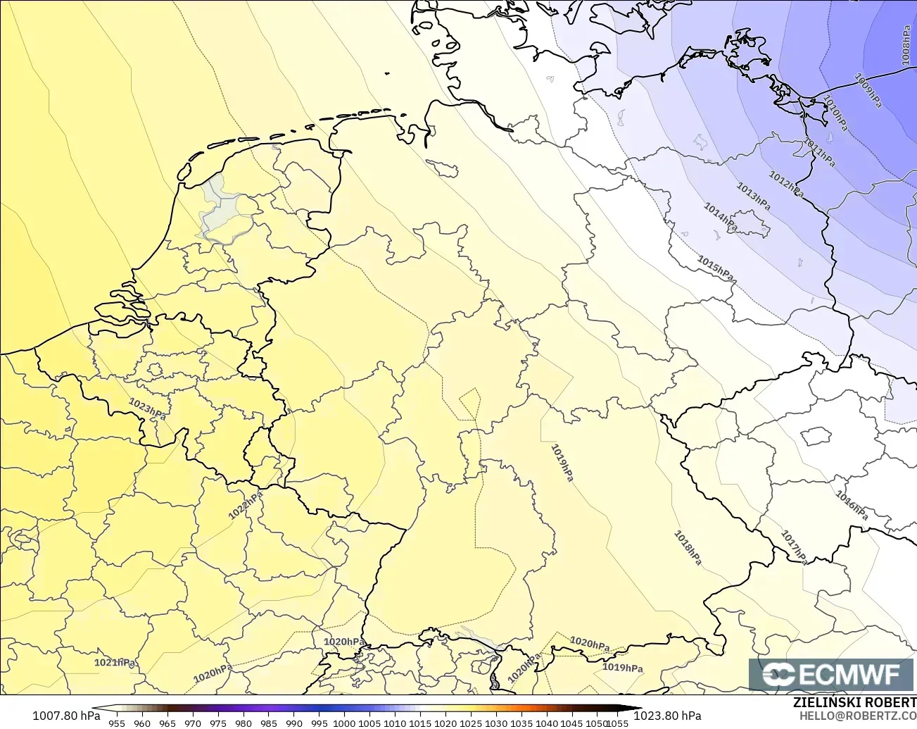 ECMWF IFS 0.25° modelo - Alemania, Presión