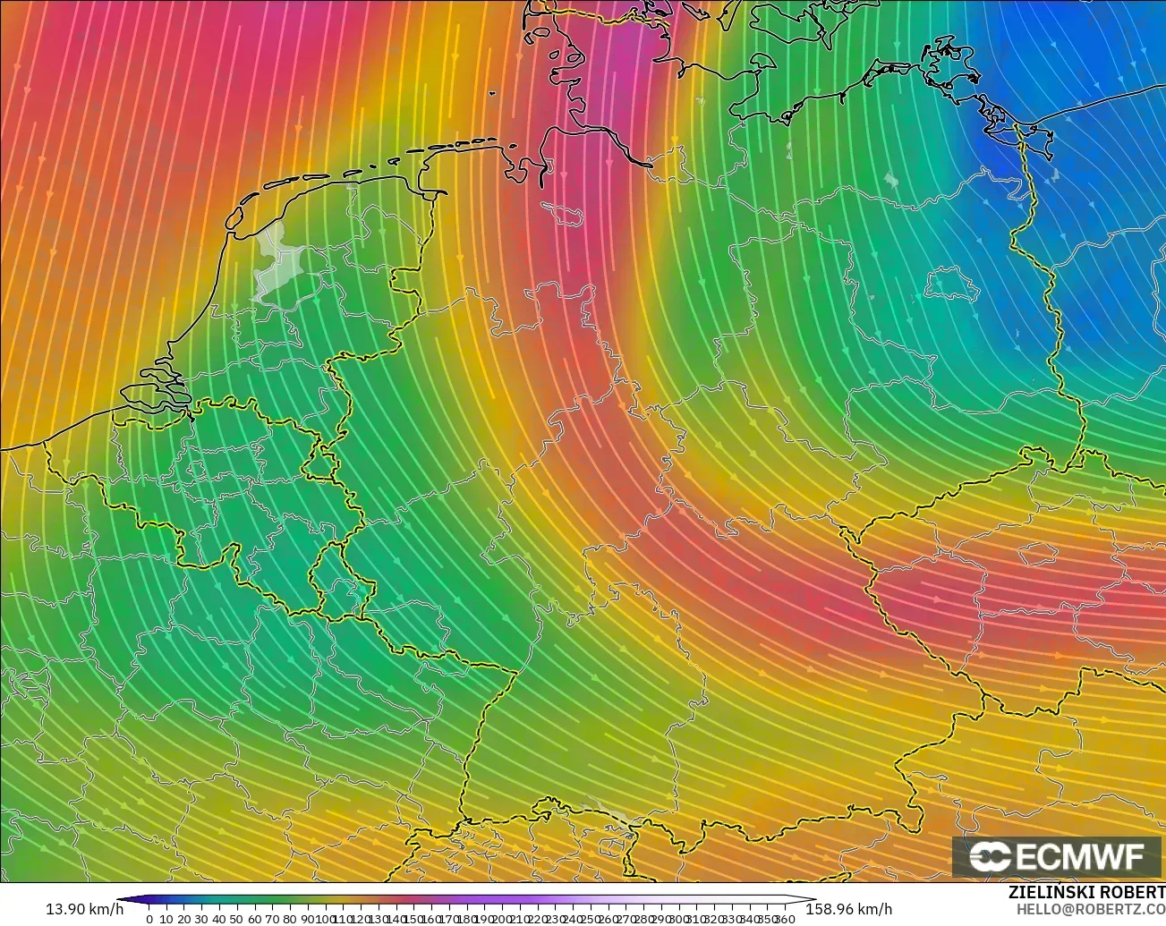 ECMWF IFS 0.25° modelo - Alemania, Viento a 300 hPa (corriente en chorro)