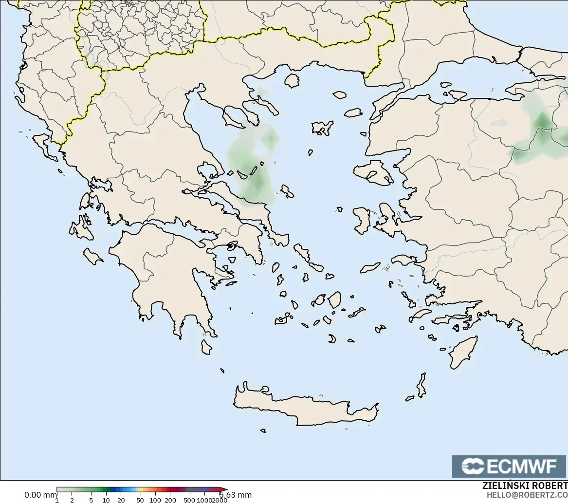 ECMWF IFS 0.25° modelo - Grecia, Acumulación de precipitación