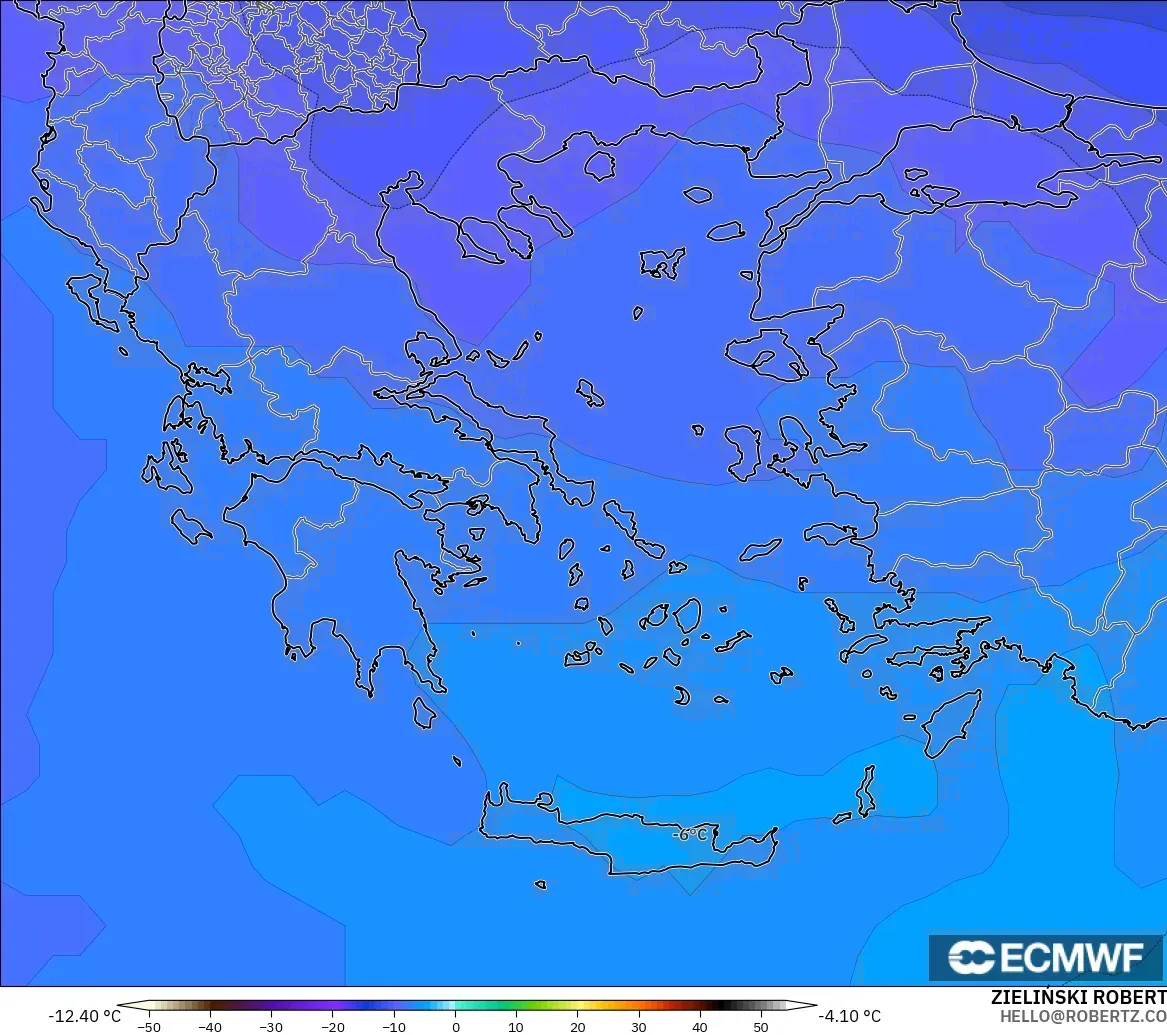 ECMWF IFS 0.25° modelo - Grecia, Temperatura a 500 hPa
