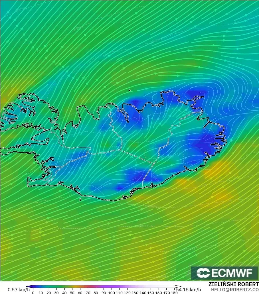 ECMWF IFS 0.25° modelo - Islandia, Viento a 10 m