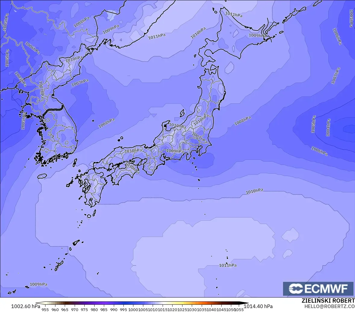 ECMWF IFS 0.25° modelo - Japón, Presión