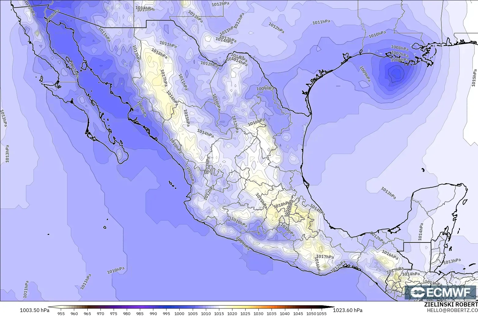 ECMWF IFS 0.25° modelo - México, Presión