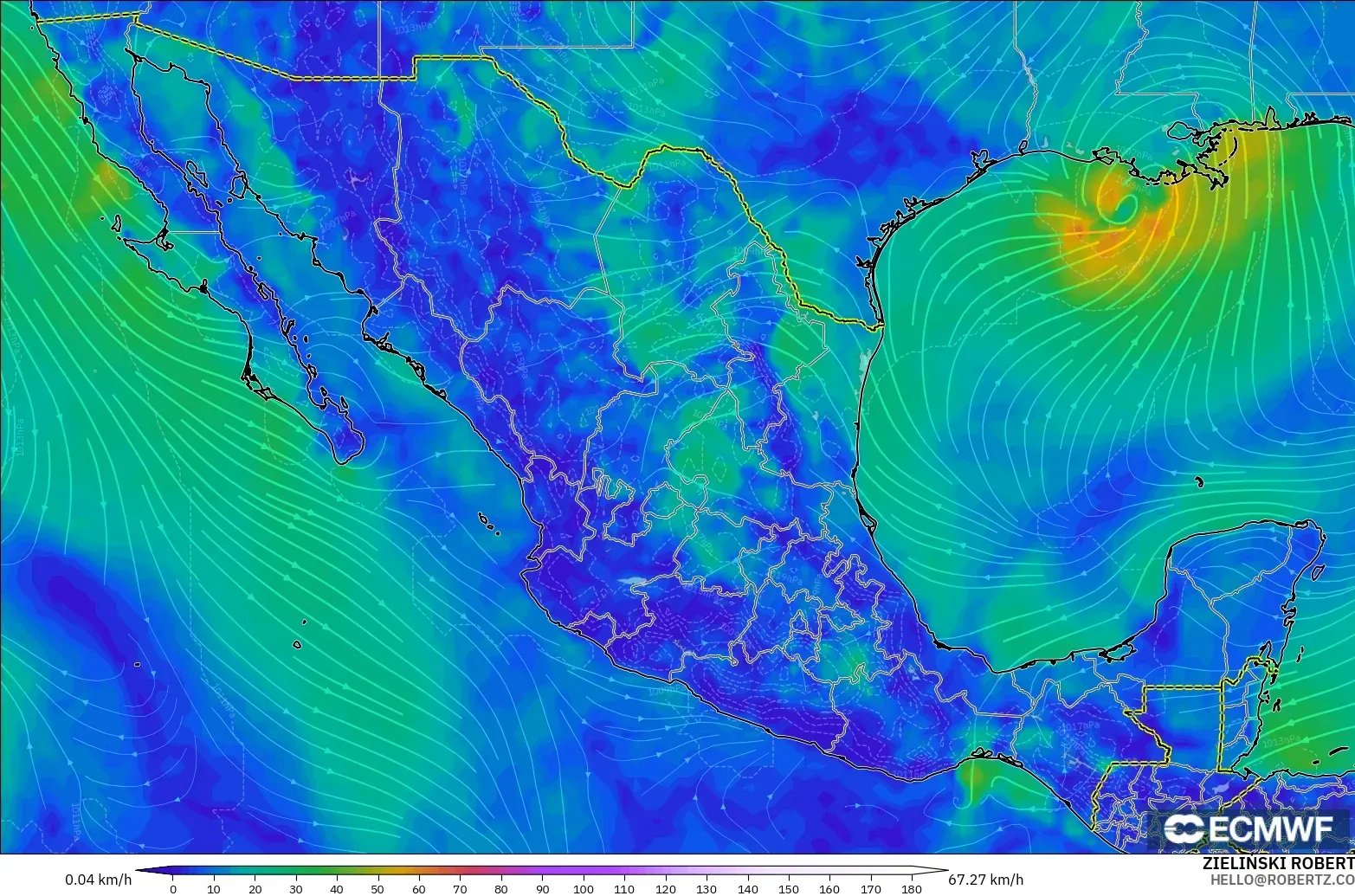 ECMWF IFS 0.25° modelo - México, Viento a 10 m