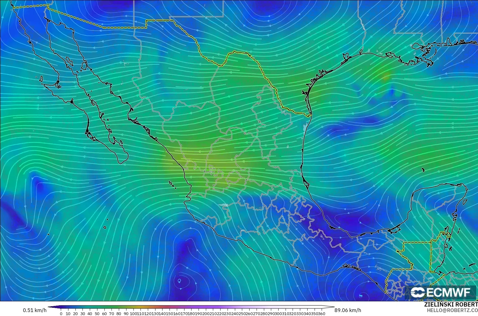 ECMWF IFS 0.25° modelo - México, Viento a 300 hPa (corriente en chorro)