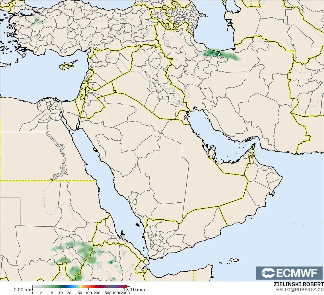 ECMWF IFS 0.25° modelo - Oriente Medio, Acumulación de precipitación
