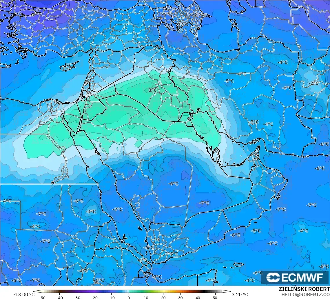 ECMWF IFS 0.25° modelo - Oriente Medio, Temperatura a 500 hPa