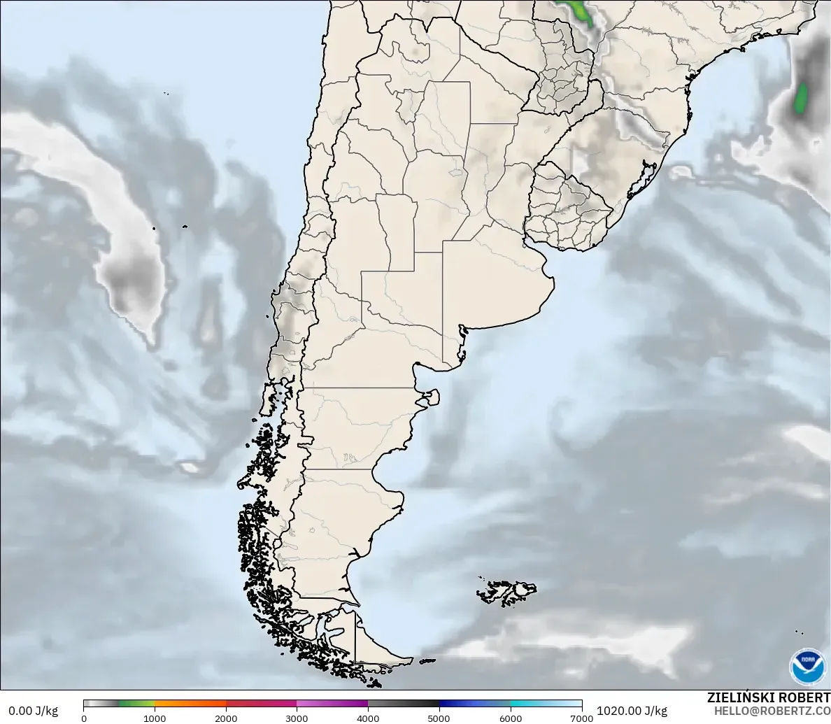 GFS modelo - Argentina, CAPE