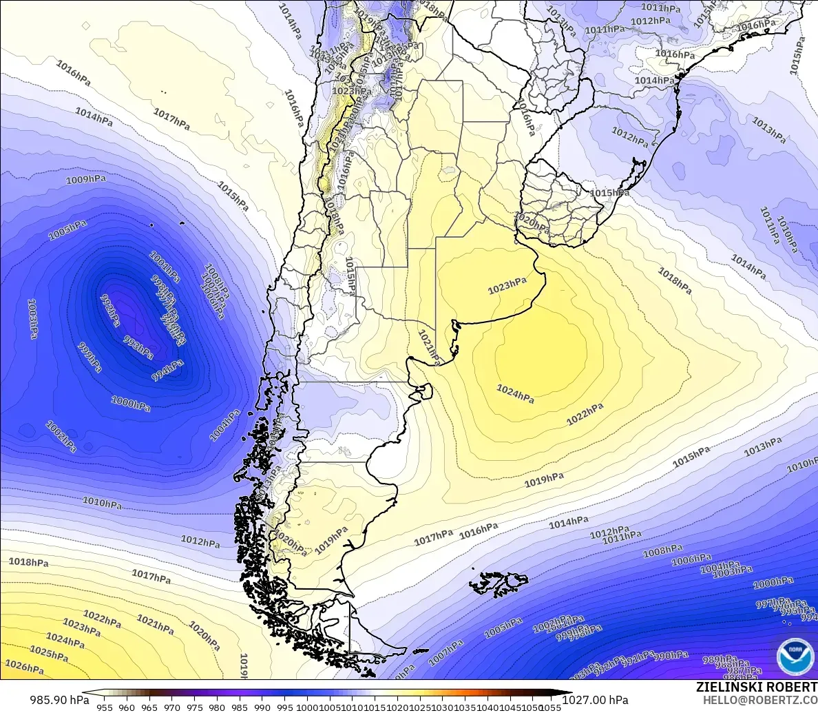 GFS modelo - Argentina, Presión
