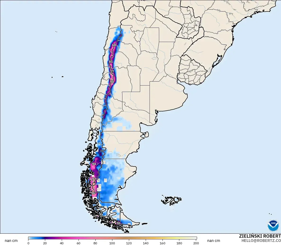 GFS modelo - Argentina, Profundidad de nieve