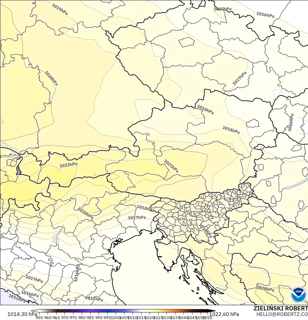GFS modelo - Austria, Presión