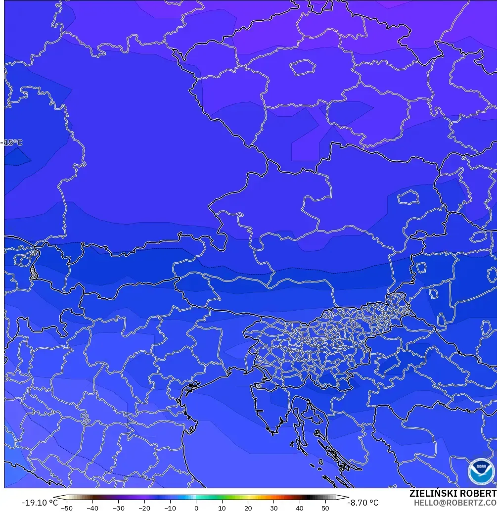 GFS modelo - Austria, Temperatura a 500 hPa