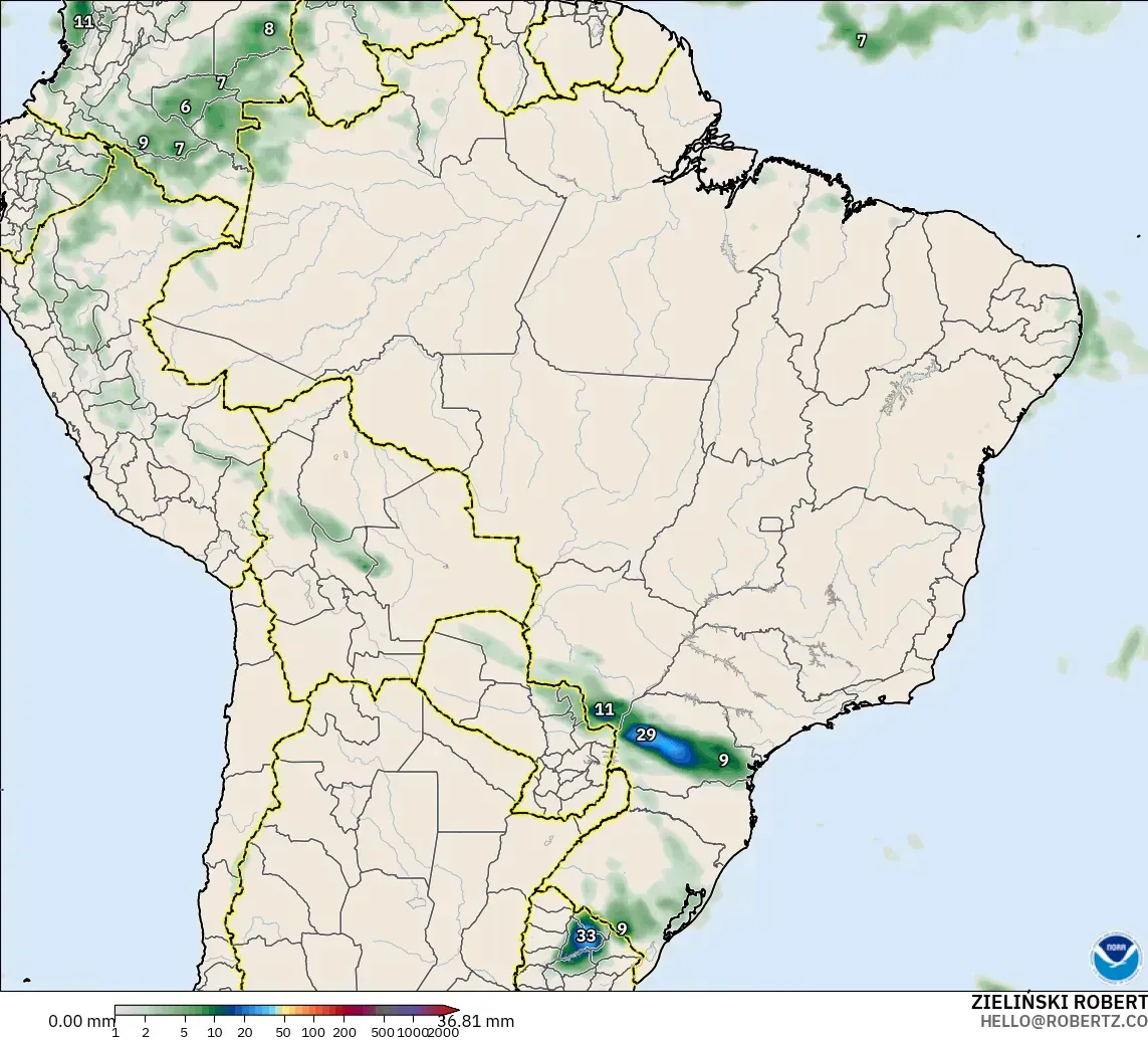 GFS modelo - Brasil, Acumulación de precipitación