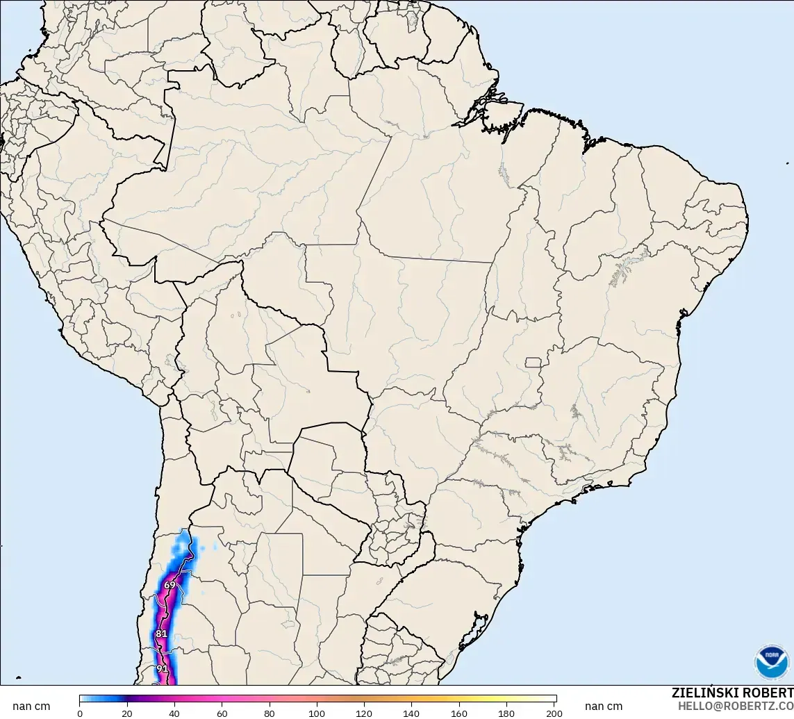 GFS modelo - Brasil, Profundidad de nieve
