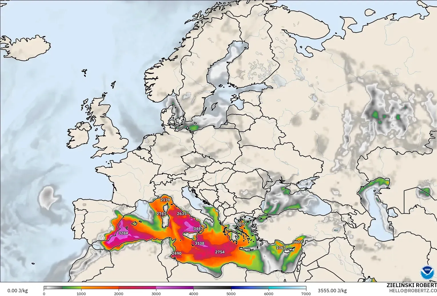 GFS modelo - Europa, CAPE