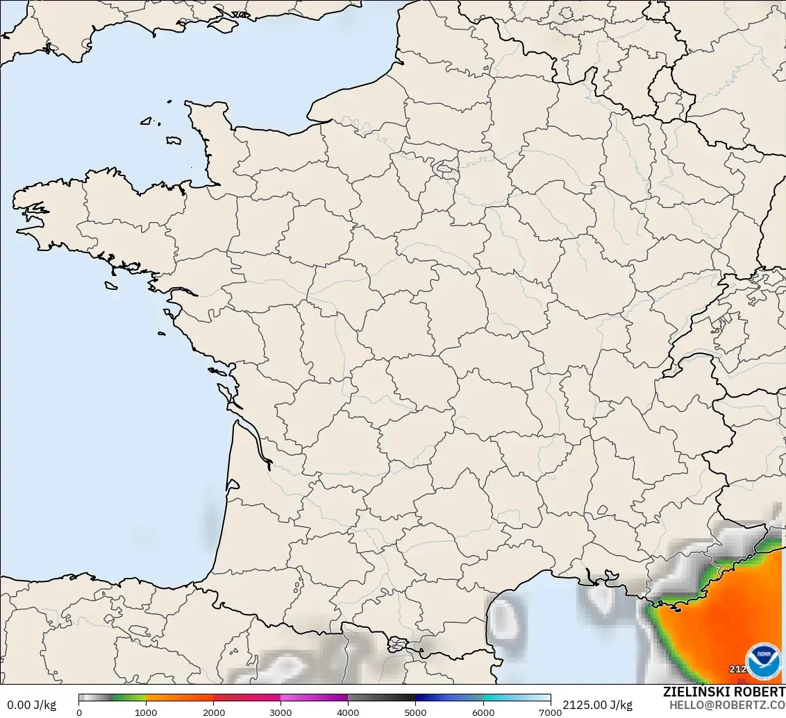GFS modelo - Francia, CAPE