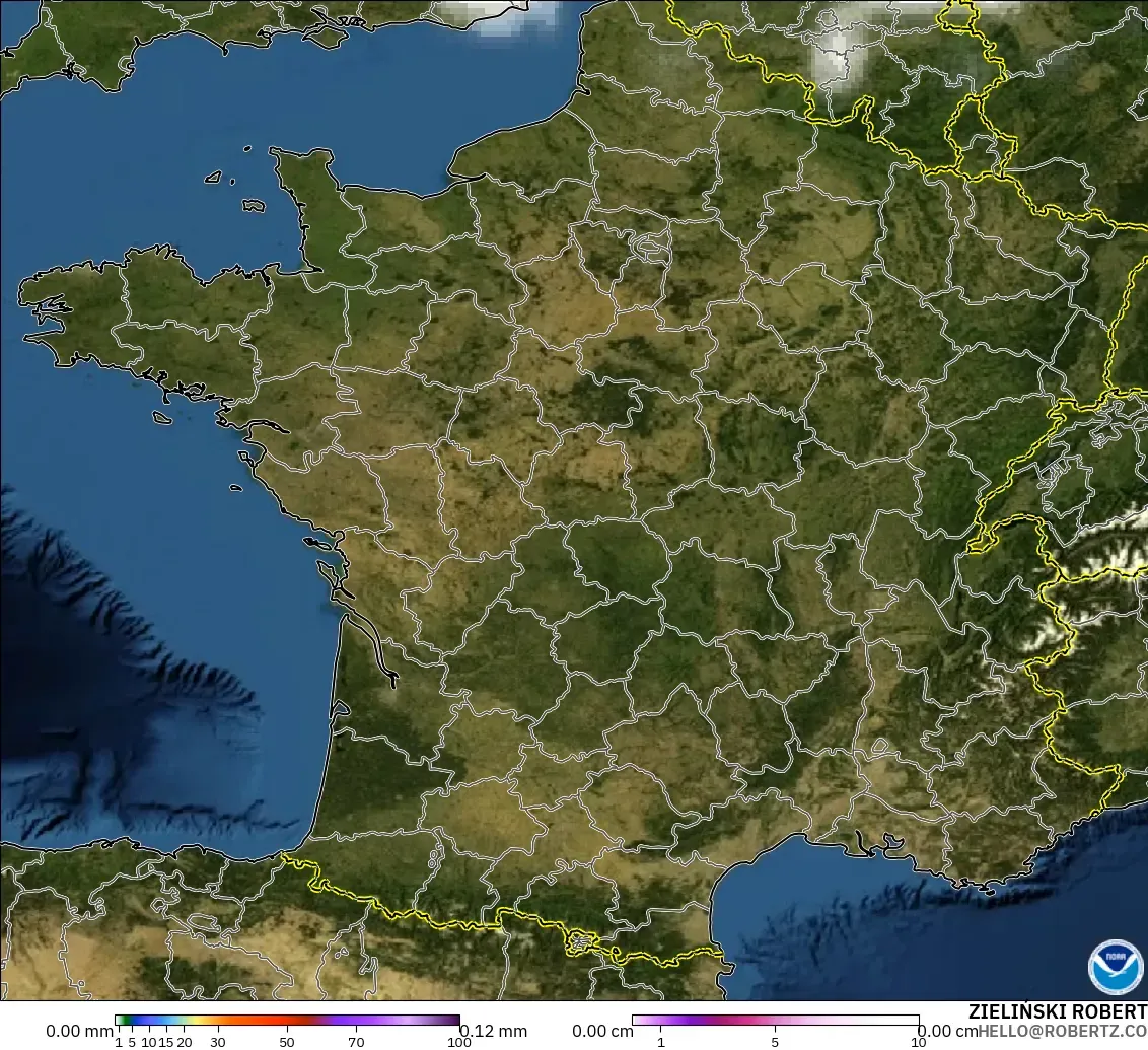 GFS modelo - Francia, Precipitación, nubes y presión