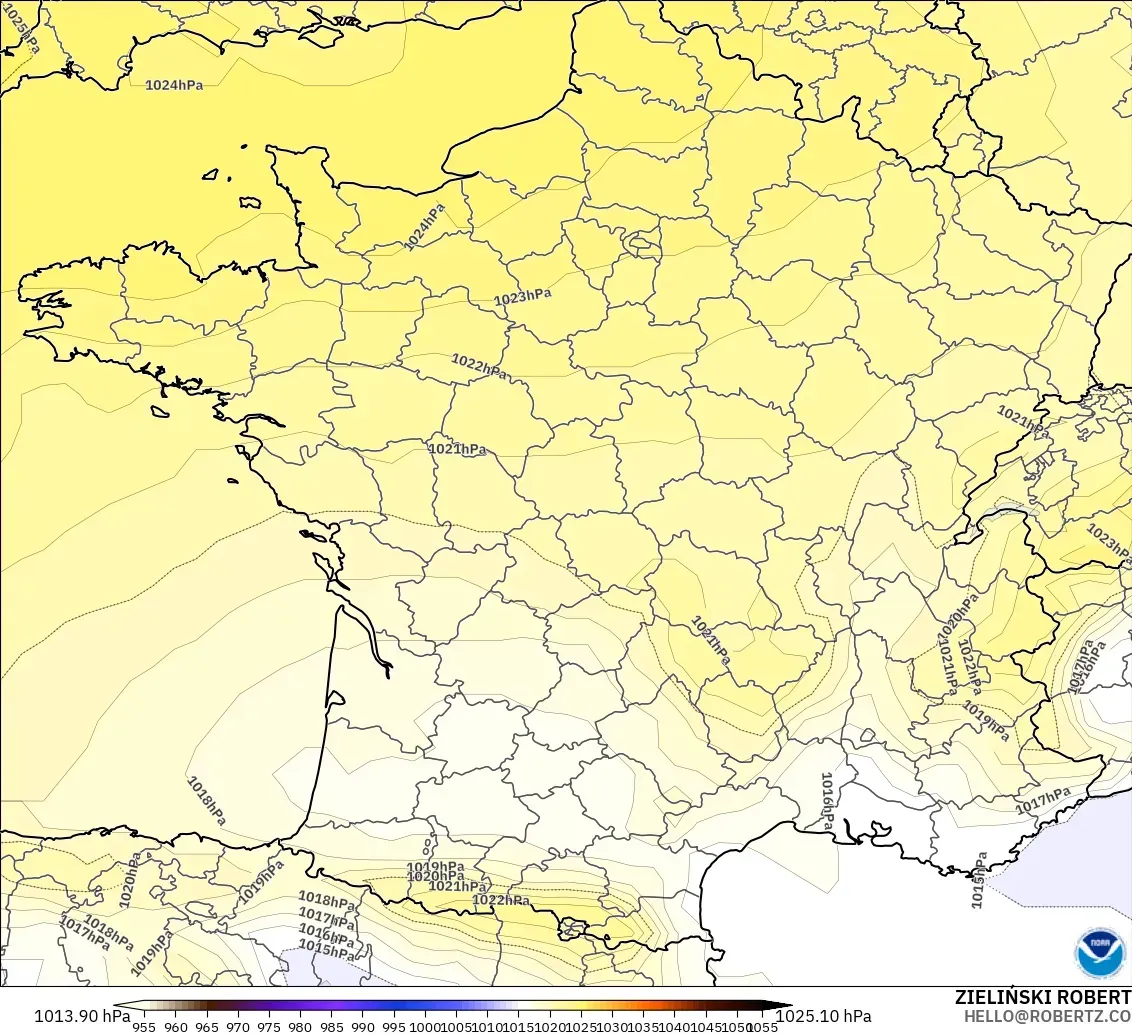 GFS modelo - Francia, Presión