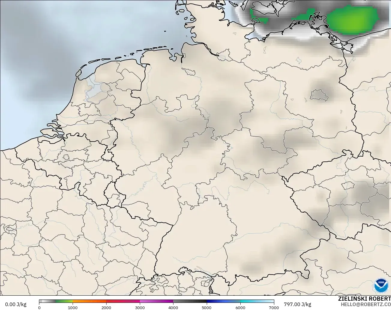 GFS modelo - Alemania, CAPE