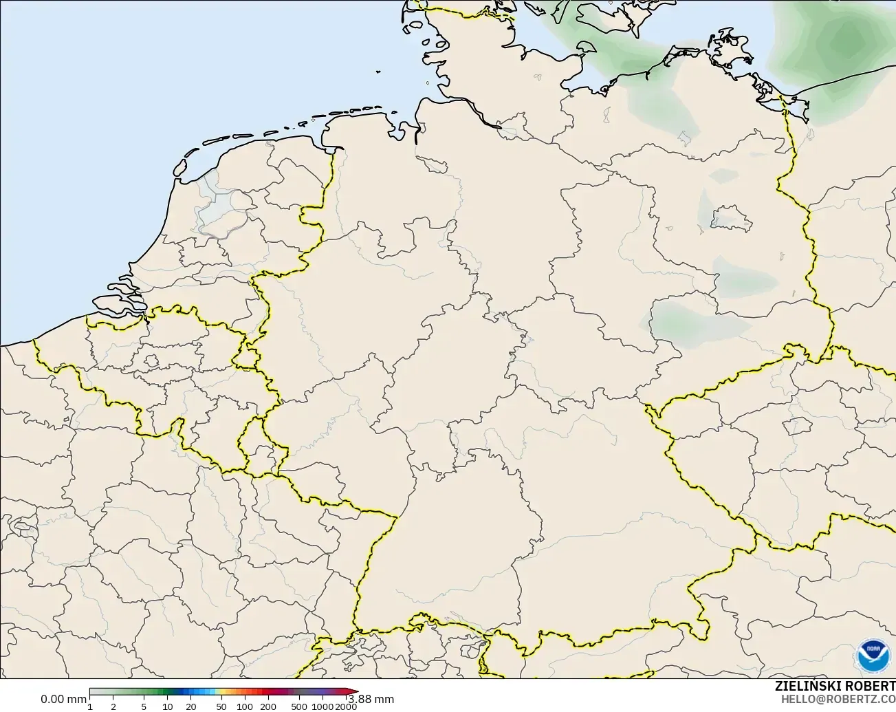 GFS modelo - Alemania, Acumulación de precipitación