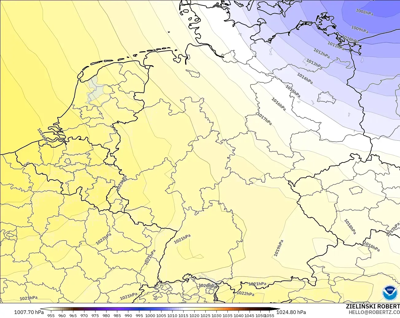 GFS modelo - Alemania, Presión
