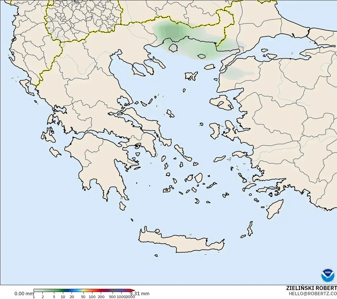 GFS modelo - Grecia, Acumulación de precipitación