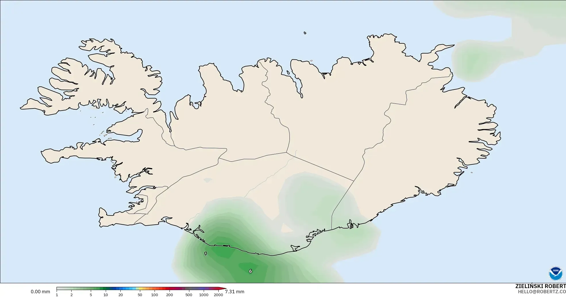 GFS modelo - Islandia, Acumulación de precipitación
